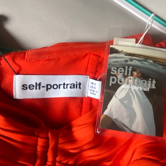 NWT Self-Portrait Red Stretch Crepe Halter Cut Out Midi Dress Size 04 - Picture 13 of 13